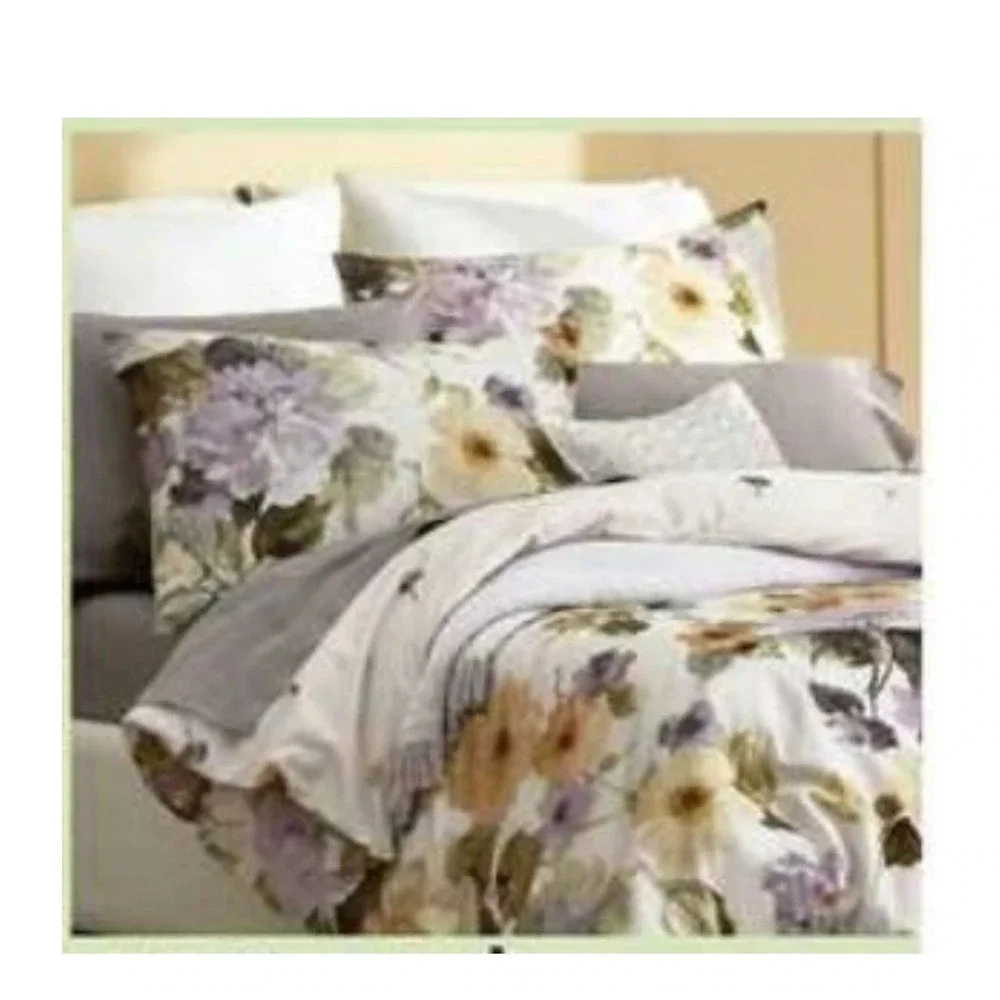 Hudson Bay Boutique Floral Cotton Queen Duvet Cover Set 3 Piece